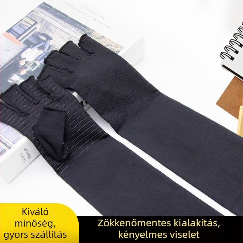 Fekete félujjas hosszú ujjú rézszálas karvédő, napvédő sportokhoz és kerékpározáshoz, uniszex