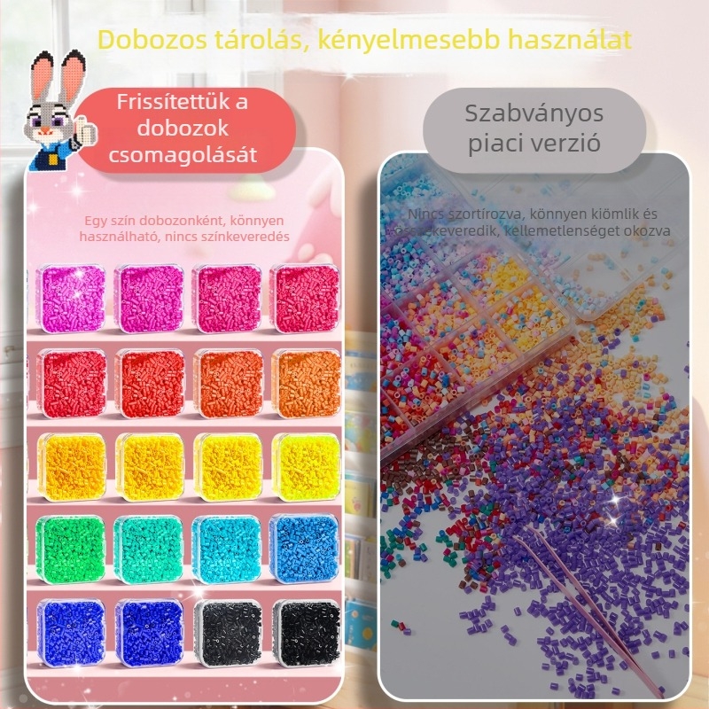 Kis négyzetes gyöngytároló dobozok teljes készlete, átlátszó porvédett asztali rendező, nagy kapacitású
