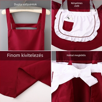 Női otthoni konyhai kötény, aranyos és elegáns, nyári lélegző, ujjas, japán stílusú főzéshez