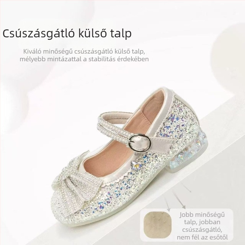 Lányoknak Elsa hercegnőcipő kristály díszítéssel, Velcro-zárás, 2026 tavasz