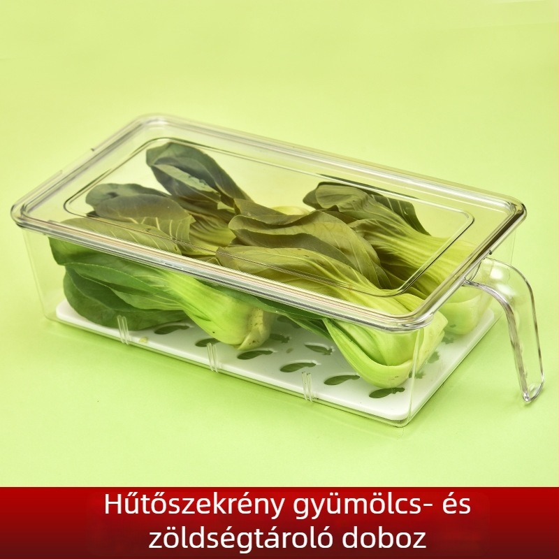 Hűtőszekrényhez tervezett gyümölcs- és zöldség tároló doboz, áttetsző, frissesség megőrzése