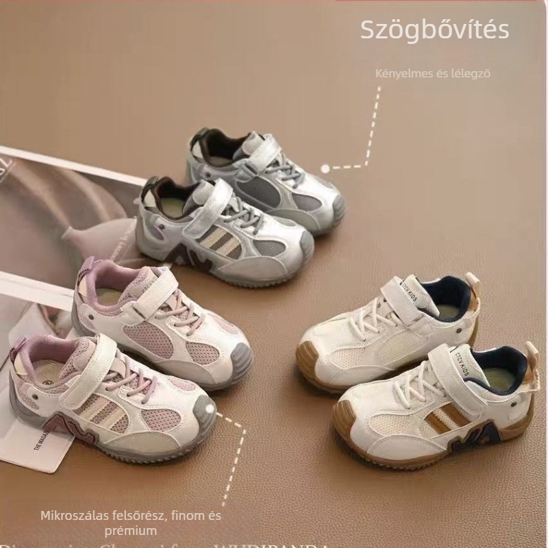 Forrest Gump által ihletett gyerek sportcipők, 2026 tavasz, hálós felsőrész, puha csúszásmentes talp, mindennapi tornacipő nagyobb gyerekeknek