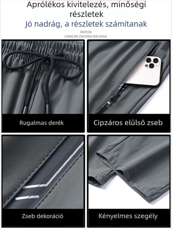 Pluszméretű férfi ice-silk nadrág nyárra, könnyű, gyorsan száradó, egyenes szárú, kényelmes mindennapi nadrág