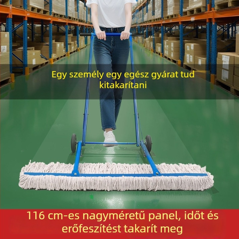 Kereskedelmi kézi poroló mop nagy területek tisztítására, vastag pamutszálú lapos mop