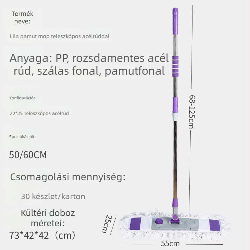 55×65 cm Mikroszálas lapos mop nagy felületek tisztítására, otthoni használat