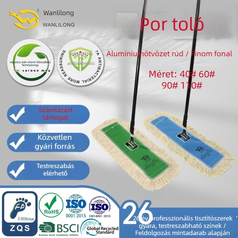 Wanli Dragon poros mop, nagy méretű, cserélhető fej, strapabíró, szöszmentes, műhelyeknek és kereskedelmi használatra