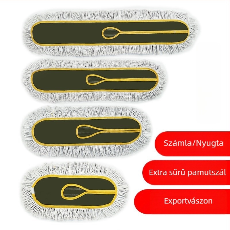 Lapos mopfej pamutszövetes cserélhető kendővel por tisztításához, méretek 60/80/90/110 cm