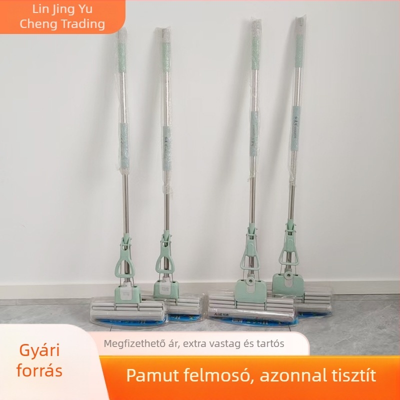 Fali szerelésű PVA szivacs mop teleszkópos rozsdamentes acélnyéllel – ergonómikus, erőfeszítés-kímélő, nagy fej, kiváló nedvszívó képesség