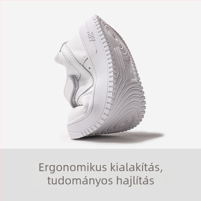 Gyerekeknek fehér bőrsportcipő, uniszex, Velcro-zárás, alacsony profilú, mindhárom évszakra