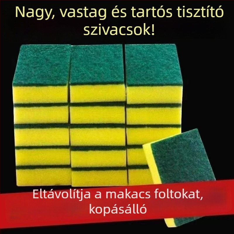 Magas sűrűségű edénymosó szivacs dörzsölő párnával és csiszoló kendővel