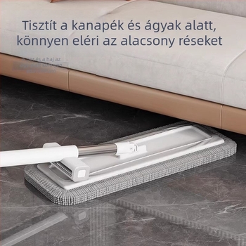 Chenille mop otthoni használatra, kezek nélkül, kettős használat nedves és száraz tisztításhoz, nagy lapos mop, vízfelvevő