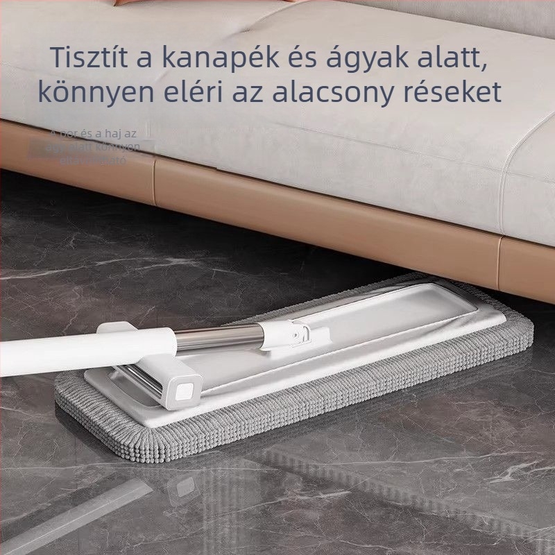 Chenille mop otthoni használatra, kezek nélkül, kettős használat nedves és száraz tisztításhoz, nagy lapos mop, vízfelvevő