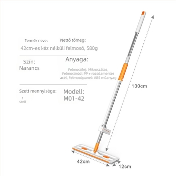 42 cm-es lapos mop száraz és nedves tisztításra, nagy lapos fej