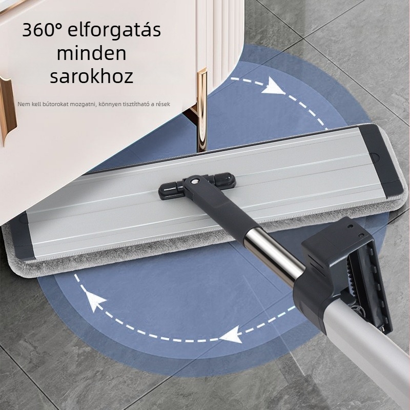 Lapos mop 42 cm-es nagy alumínium ötvözet panellel, 144 cm-es teleszkópos nyéllel, görgős kinyomó rendszerrel