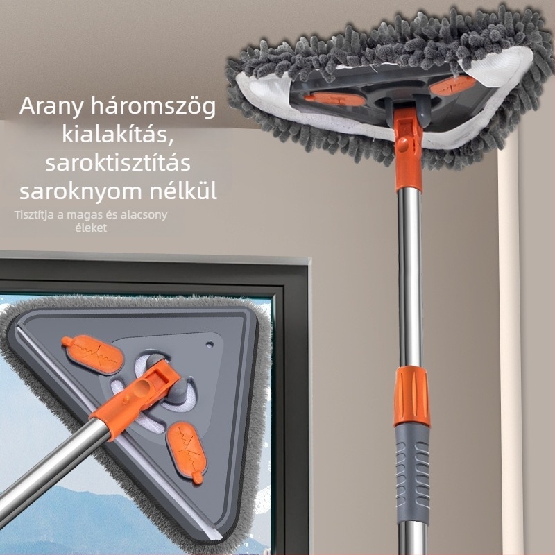 Teleszkópos chenille háromszög fejű felmosó száraz–nedves tisztításhoz – üvegek, ablakok és mennyezetek