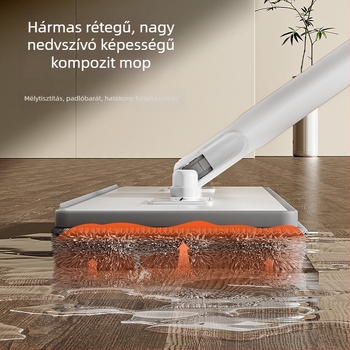 Lapos mop forgó fejjel, nedves és száraz tisztításhoz, nagy méret, kézi mosás nélkül