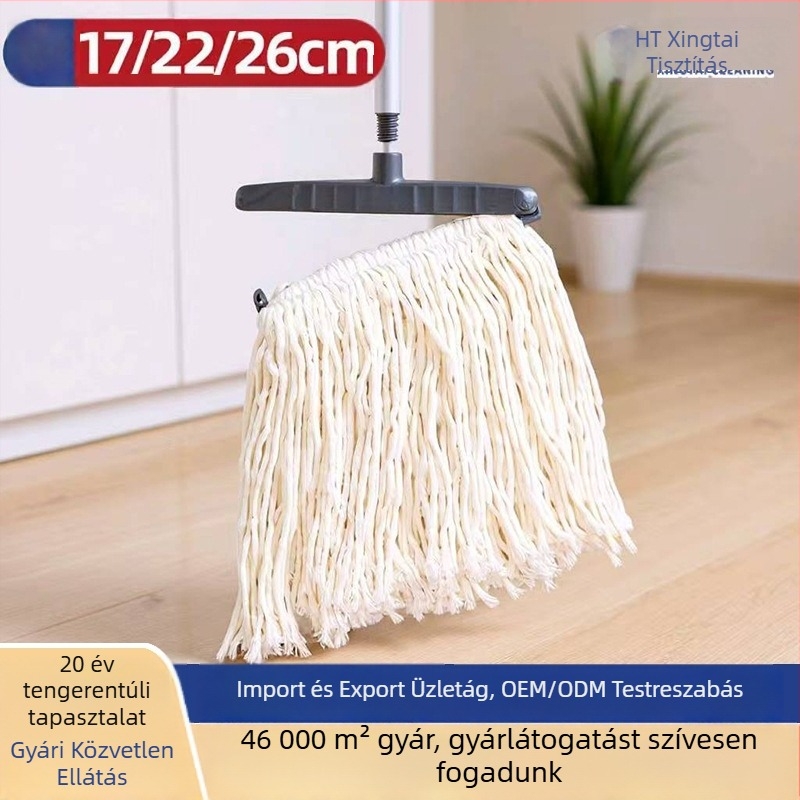 Klipszes mop pamutszálakkal, széles fej, régi stílus, cserélhető kendő, háztartási használatra, testreszabható