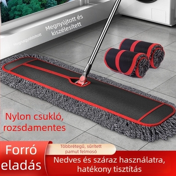 Vastagított sík felmosó készlet mikroszálas fejjel és rozsdamentes acélrúddal, nagy méret (40/60/90 cm) por eltávolítására