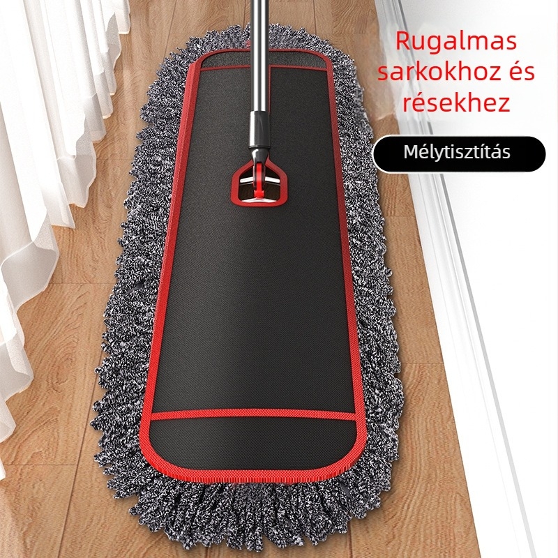 Vastagított sík felmosó készlet mikroszálas fejjel és rozsdamentes acélrúddal, nagy méret (40/60/90 cm) por eltávolítására