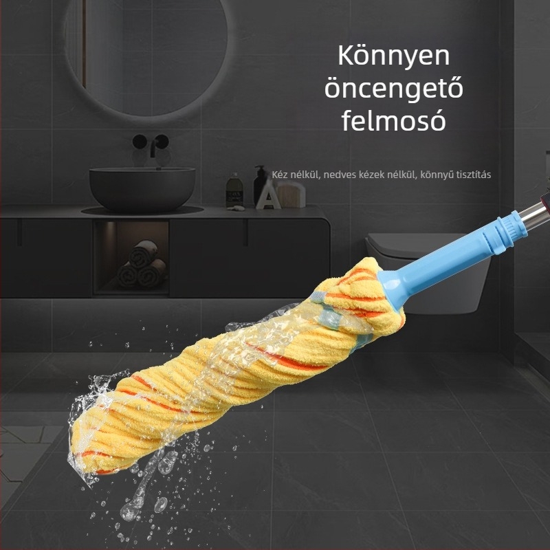 Önkiszárító forgó mop finom rostú fejjel, szürke csíkos
