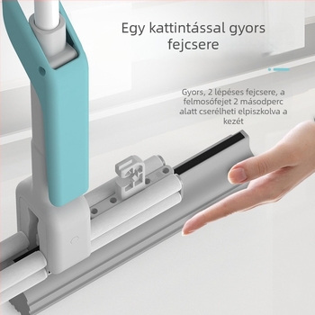 Extra nagy mop fej 34 cm-rel, gumi–gyapjú mop, nagy görgős szivacspadló mop, erős nedvszívás, teleszkópos nyél