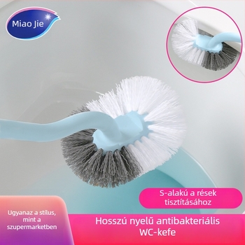 Miaojie antibakteriális S-alakú WC-kefe, hosszú nyéllel, falra szerelhető, alapos tisztítás