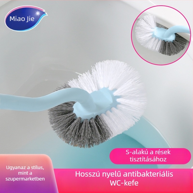 Miaojie antibakteriális S-alakú WC-kefe, hosszú nyéllel, falra szerelhető, alapos tisztítás
