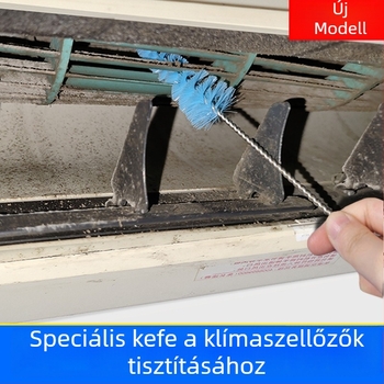 Klíma ventillátor-kiárat tisztítókészlet: ventilátor-kefével, hézagokhoz kefével és vízgyűjtő tasakkal