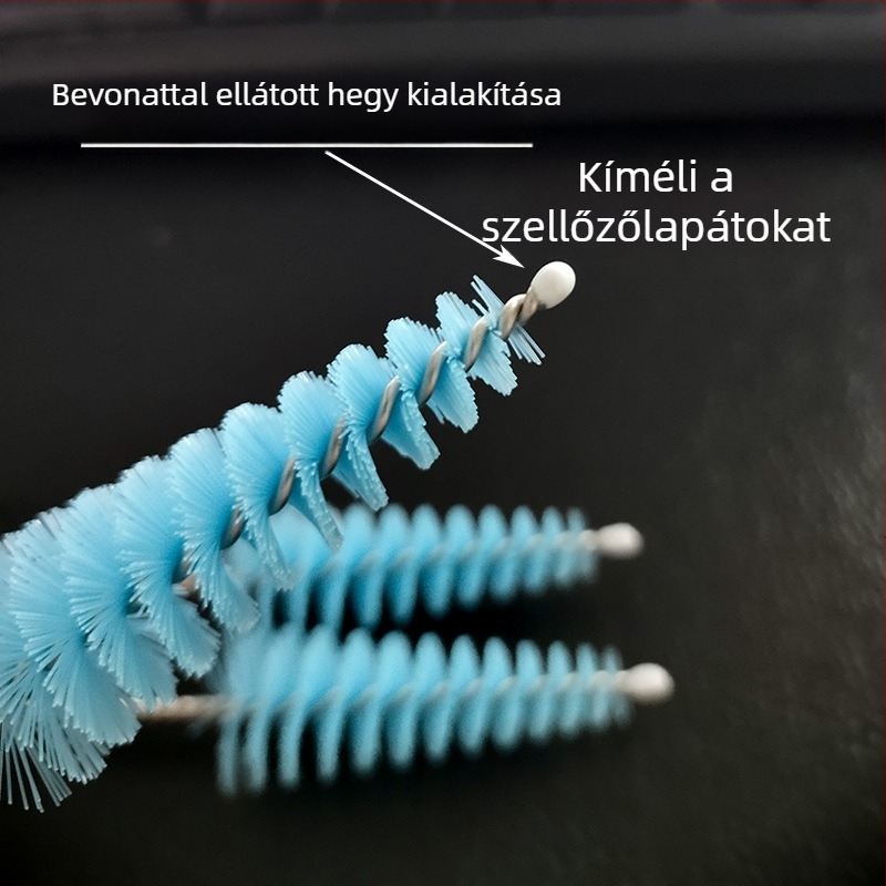 Klíma ventillátor-kiárat tisztítókészlet: ventilátor-kefével, hézagokhoz kefével és vízgyűjtő tasakkal