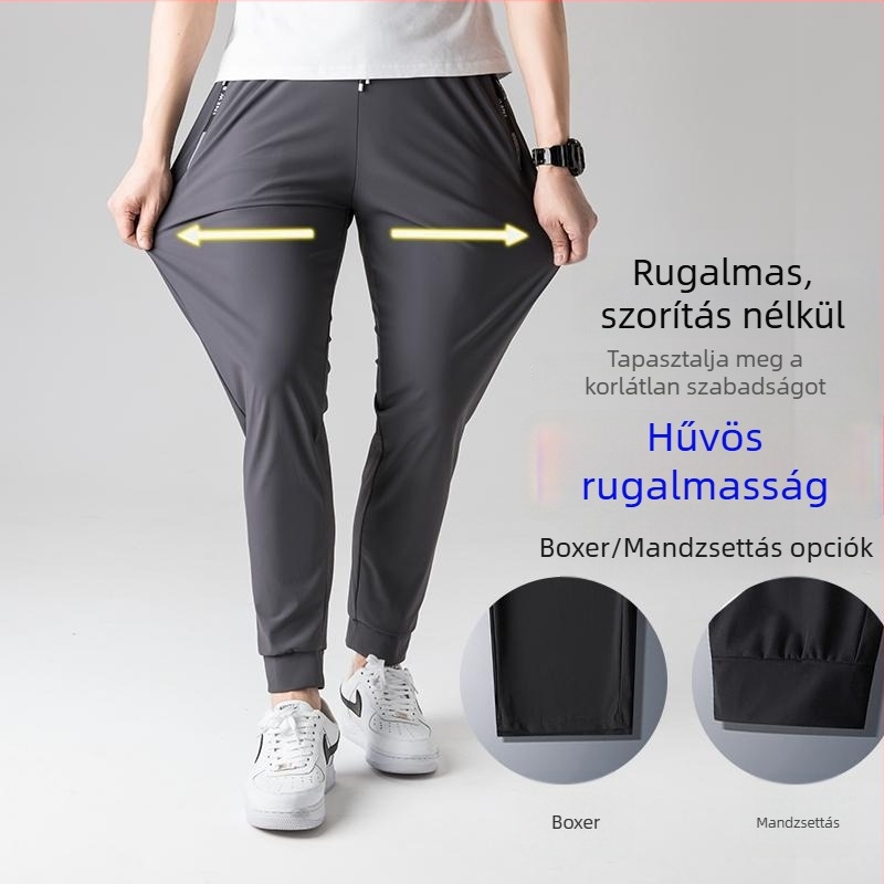 Férfi nyári laza sportos nadrág Ice Silk anyagból, lélegző, egyenes szabású