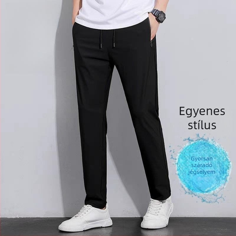 Férfi nyári laza sportos nadrág Ice Silk anyagból, lélegző, egyenes szabású