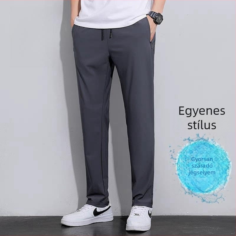 Férfi nyári laza sportos nadrág Ice Silk anyagból, lélegző, egyenes szabású