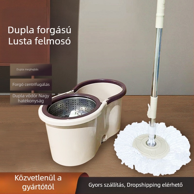 Rozsdamentes acélból készült kettős hajtású forgó felmosó — fejlesztett otthoni használatra