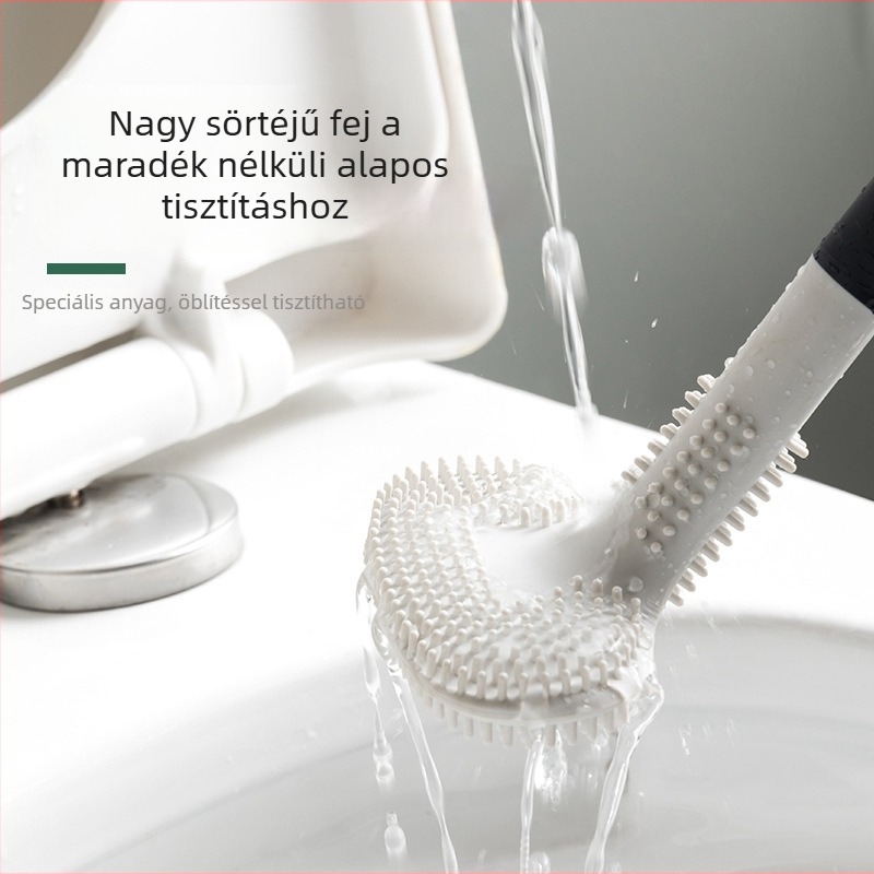 Szilikonból készült falra szerelhető WC-ecset fürdőszobához – holt zugok nélkül, 2024-es új modell