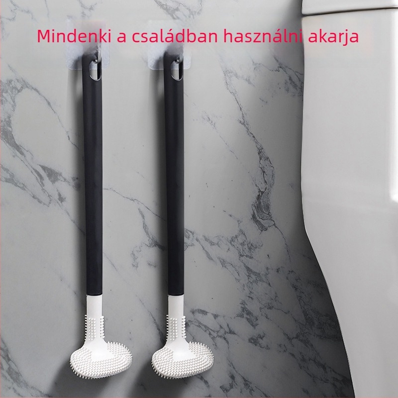 Szilikonból készült falra szerelhető WC-ecset fürdőszobához – holt zugok nélkül, 2024-es új modell