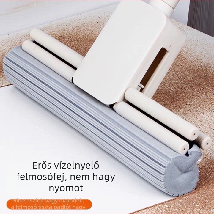 Szürke slotos görgő mop fej szivaccsal, cserélhető, nedvszívó, tartós