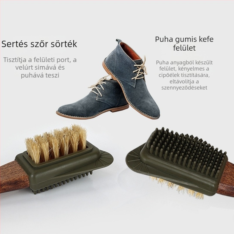 Maximilian Bükkfa cipőecset szarvasbőrrel (suede) és disznó szőrszállal, fa nyéllel – téli csizmák ápolása és tisztítása