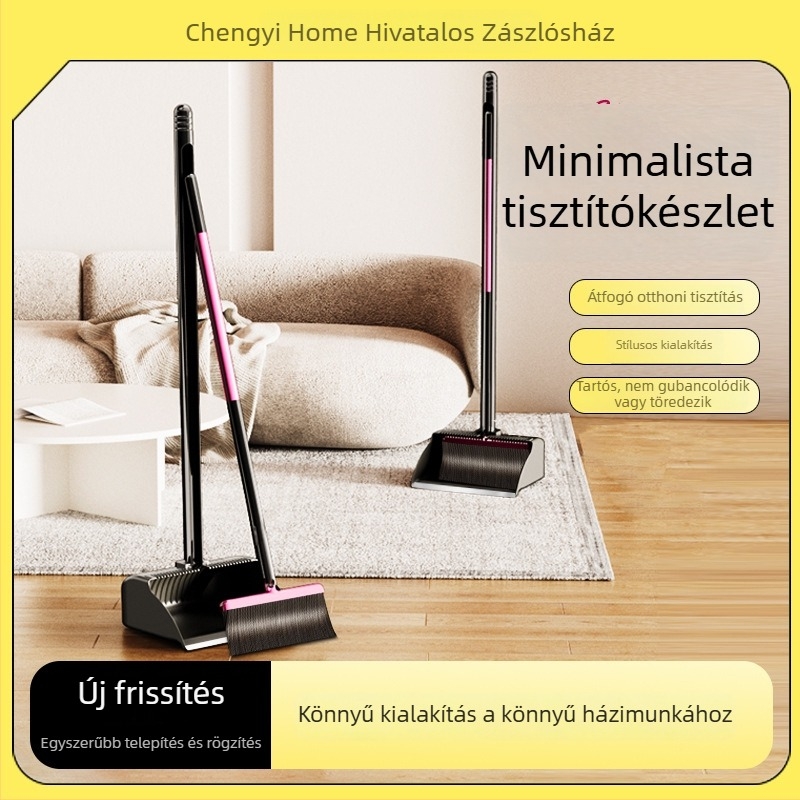 Háztartási söprű-poroló készlet, öt új söprű puha szálakkal, amelyek nem tapadnak a hajhoz