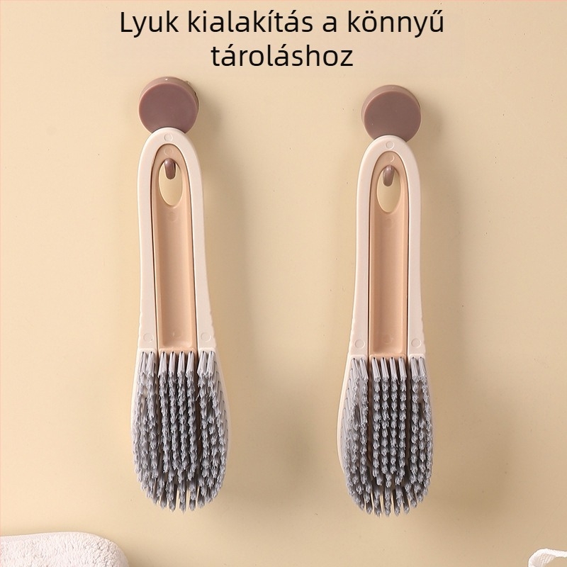Leválasztható kettő‑in‑egy cipőtisztító kefe műanyagból — sokoldalú tisztító eszköz cipőkhöz, mosáshoz és háztartási használathoz, kefefeje