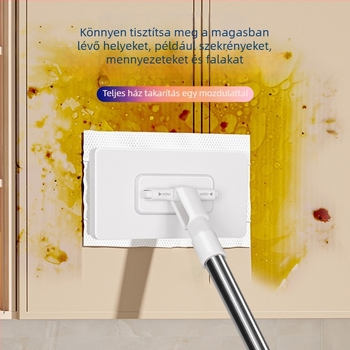 Textil mop kapcsos törlőkendő-tartóval, felújított változat egy érintéses szétszereléssel és automatikus nedves törlőkendő-tartóval újrahasználatra