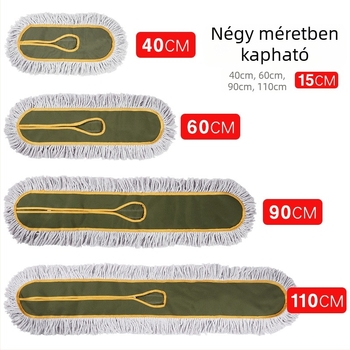 Lapos mop – cserélhető törlőruha porfelülethez, méretek 40/60/90/110 cm, fej pántos rögzítéssel