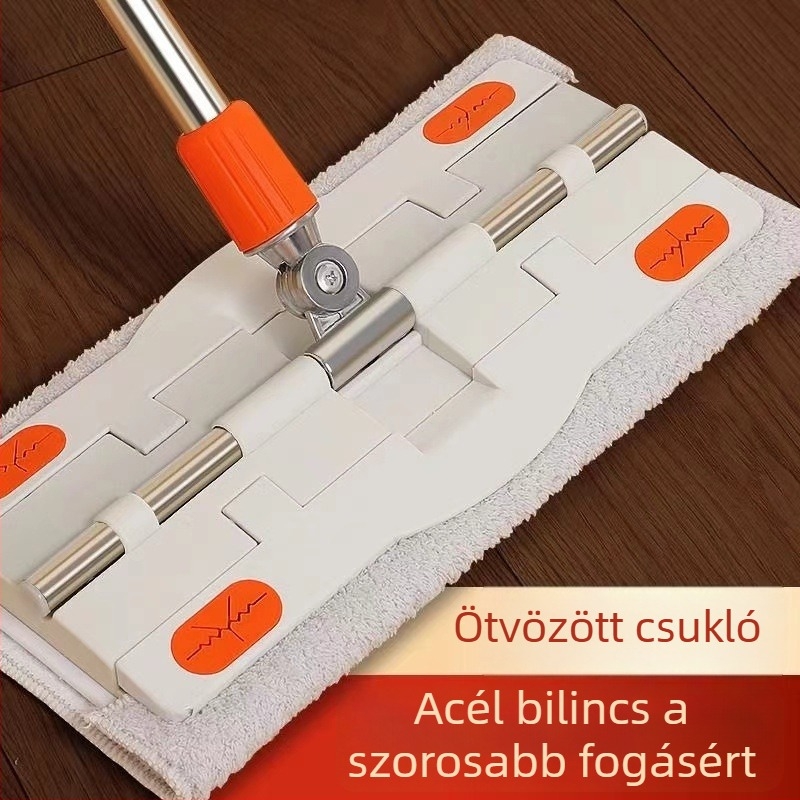 Textilrögzítő lapos mop háztartási használatra – rongy/törölköző tartóval, fa padlókhoz