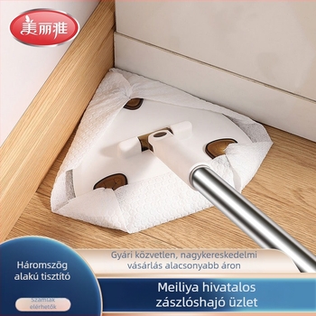 Szép és elegáns háromszög alakú törlőmop otthoni használatra, kézi textil fej rögzítéssel, 2025-ös új modell, kézi mosás nem szükséges