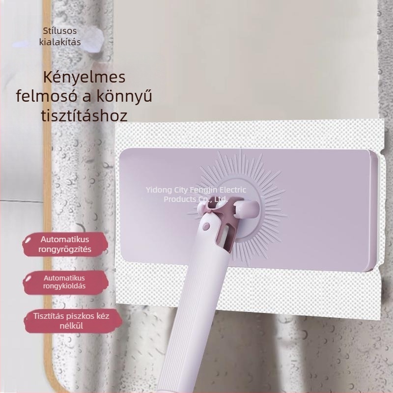 Automata csipeszes törölköző-mop arcápoláshoz, száraz és nedves tisztítás, kibővített lapos fej klippel