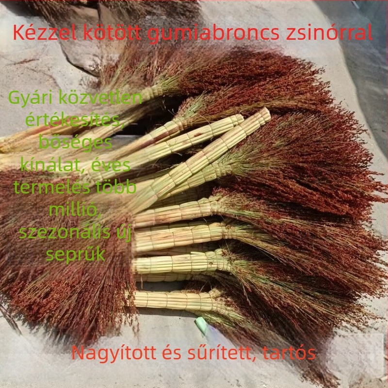 Sorghum seprő, vastagított, kézzel készített háztartási seprő