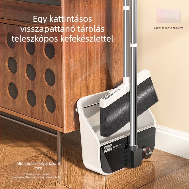 Sobam Teleszkópos sörtés seprű és széles poralak készlet, szélesíthető és összecsukható, egy kattintással tárolható, hajszálmentes takarítás