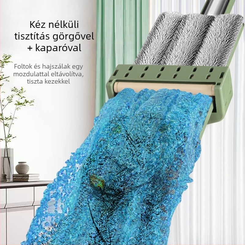 Kinyújtható érintésmentes felmosó vastag rúddal, otthoni használatra — nedves és száraz kettős használat, vízfelszívás
