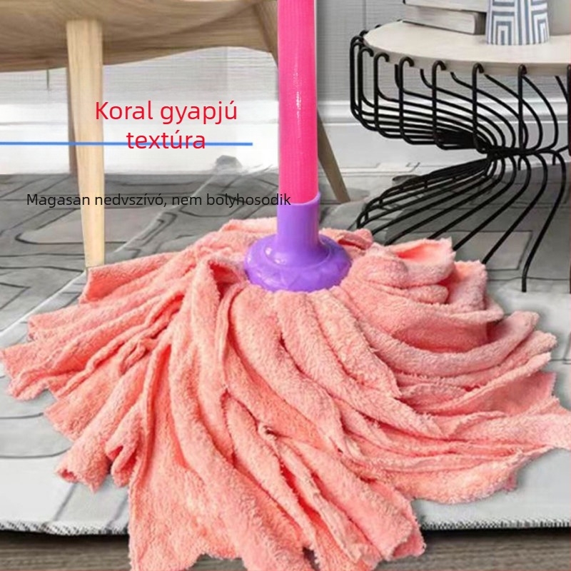 Korall velúr mop nedves és száraz tisztításhoz, körkörös nedvszívó fej, tartós padló-mop