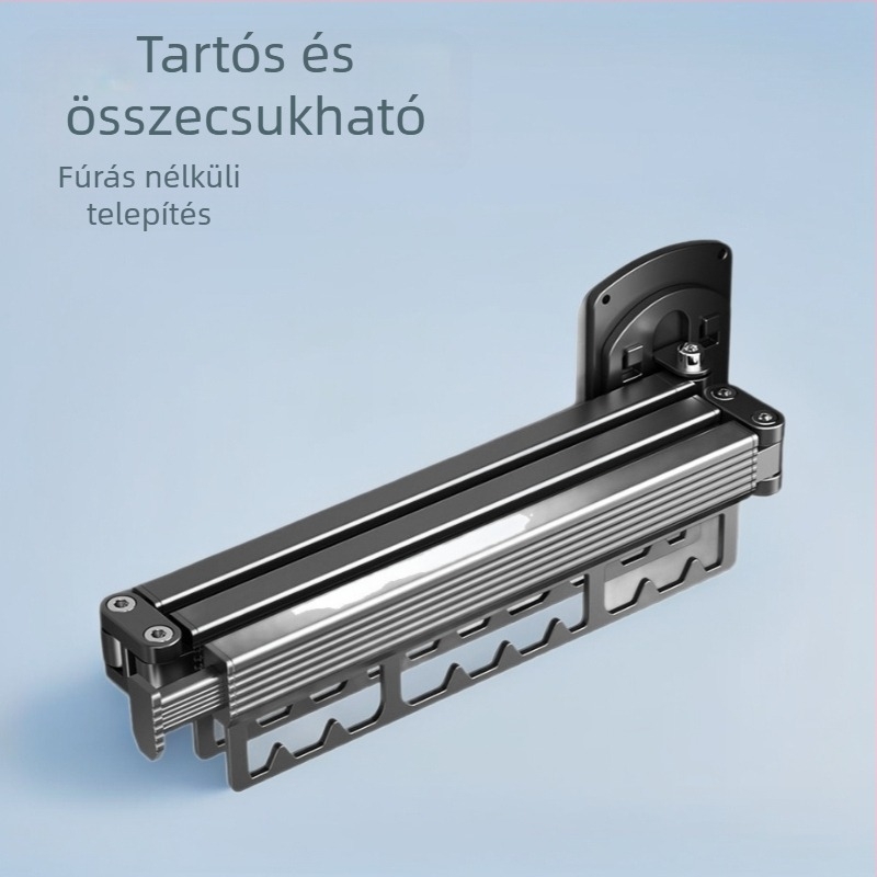 Összecsukható ruhaszárító állvány falra szerelhető, fúrás nélkül, beltéri, többfunkciós szárító, kihúzható függő kialakítással a balkonhoz