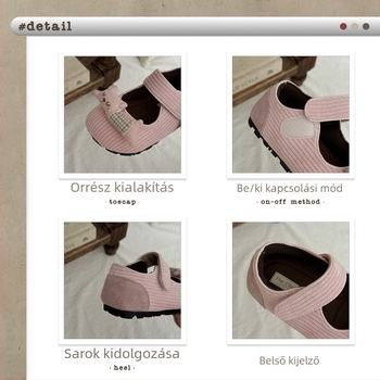 XSHX Aranyos kézzel készített Mary Jane cipők lányoknak, koreai stílusú, Velcro-zárás, széles orr, retró korduró